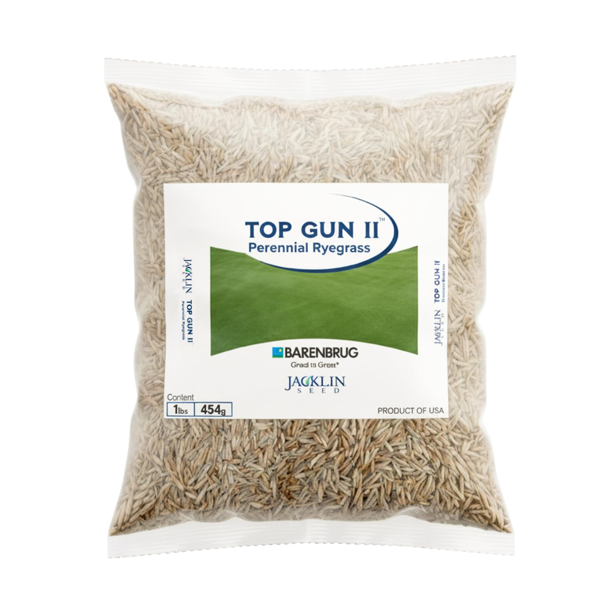 Jacklin Top Gun II Perennial Ryegrass Seeds | Jacklin By Barenbrug | Premium Imported Grass Seeds for Lawn, Garden, Landscapes, Bungalows & Farmhouses | High Traffic Tolerant | 1 Lbs | 454 Grams