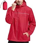 Rain Jacket Men Waterproof Windbreaker Packable Lightweight Raincoat with Hood for Golf Fishing