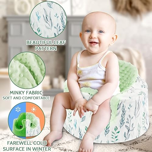 Miniatura 3 de DILIMI Minky - Funda de asiento extraíble, ultra suave, cómoda, cálida, para bebé niña y niño, hoja verde