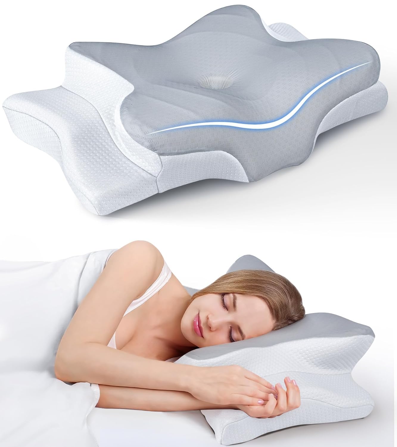 Ultra Pain Relief Cooling Pillow for Neck Support Adjustable Cervical Pillow Cozy Sleeping Odorless Ergonomic Contour Memory Foam