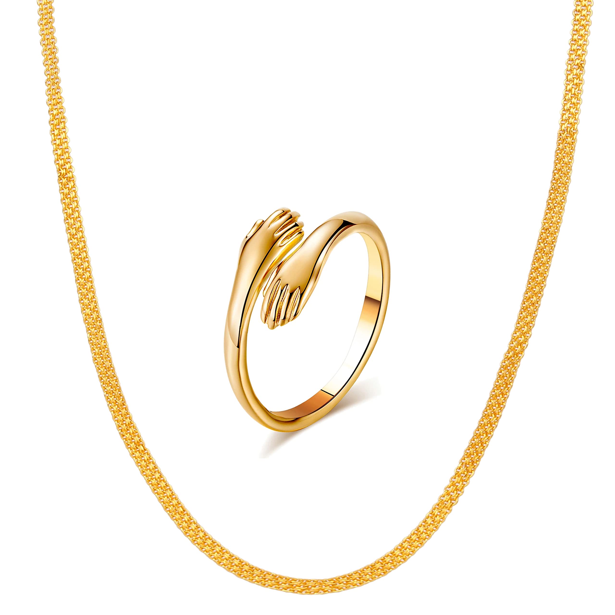 Fashion Frill Stylish Golden Chain With Hug Ring For Boys Men Girls Pack of 2 (B0BFBFHPSL) Amazon Price History, Amazon Price Tracker