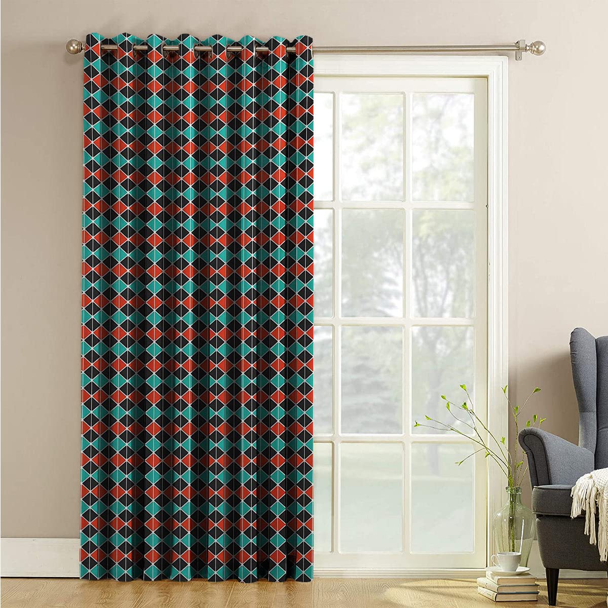 遮光カーテンおしゃれなもやもや柄〈グランジコーラル〉 遮光カーテン