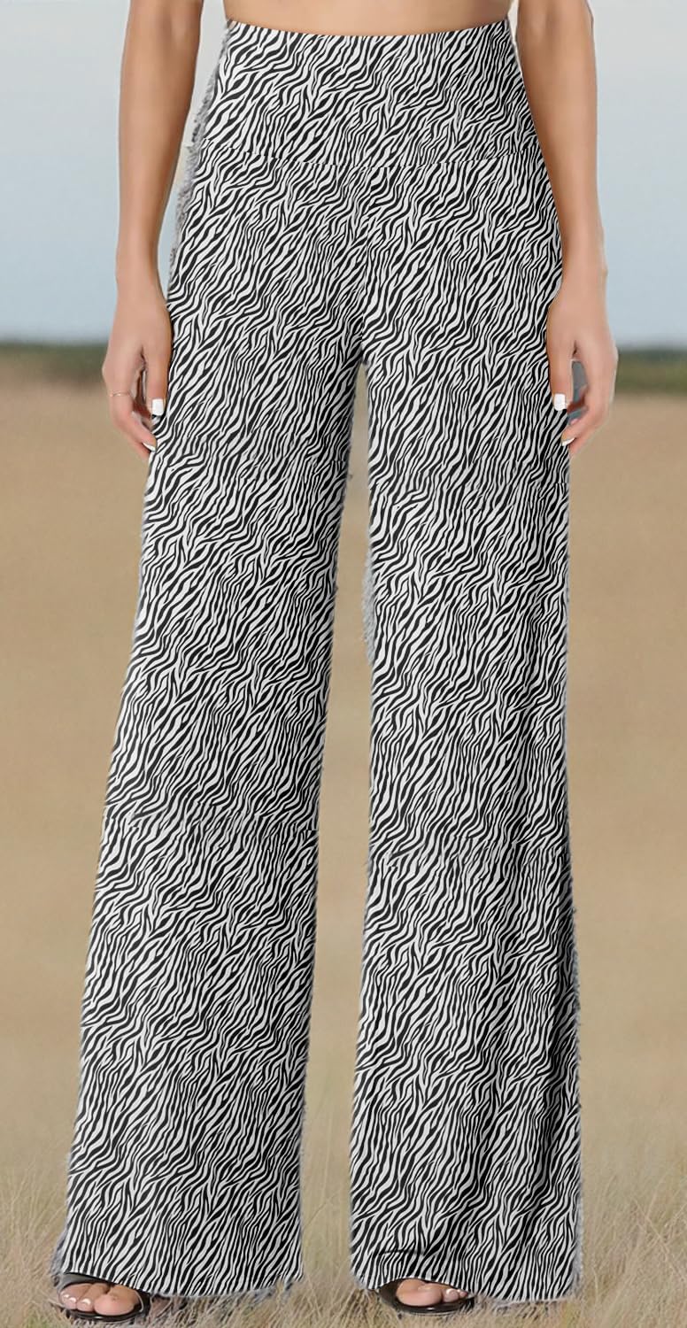 JZC Women's Palazzo Lounge Pants Stretchy Wide Leg Casual Pants Comfy High Waist Flowy Pants S-3XL