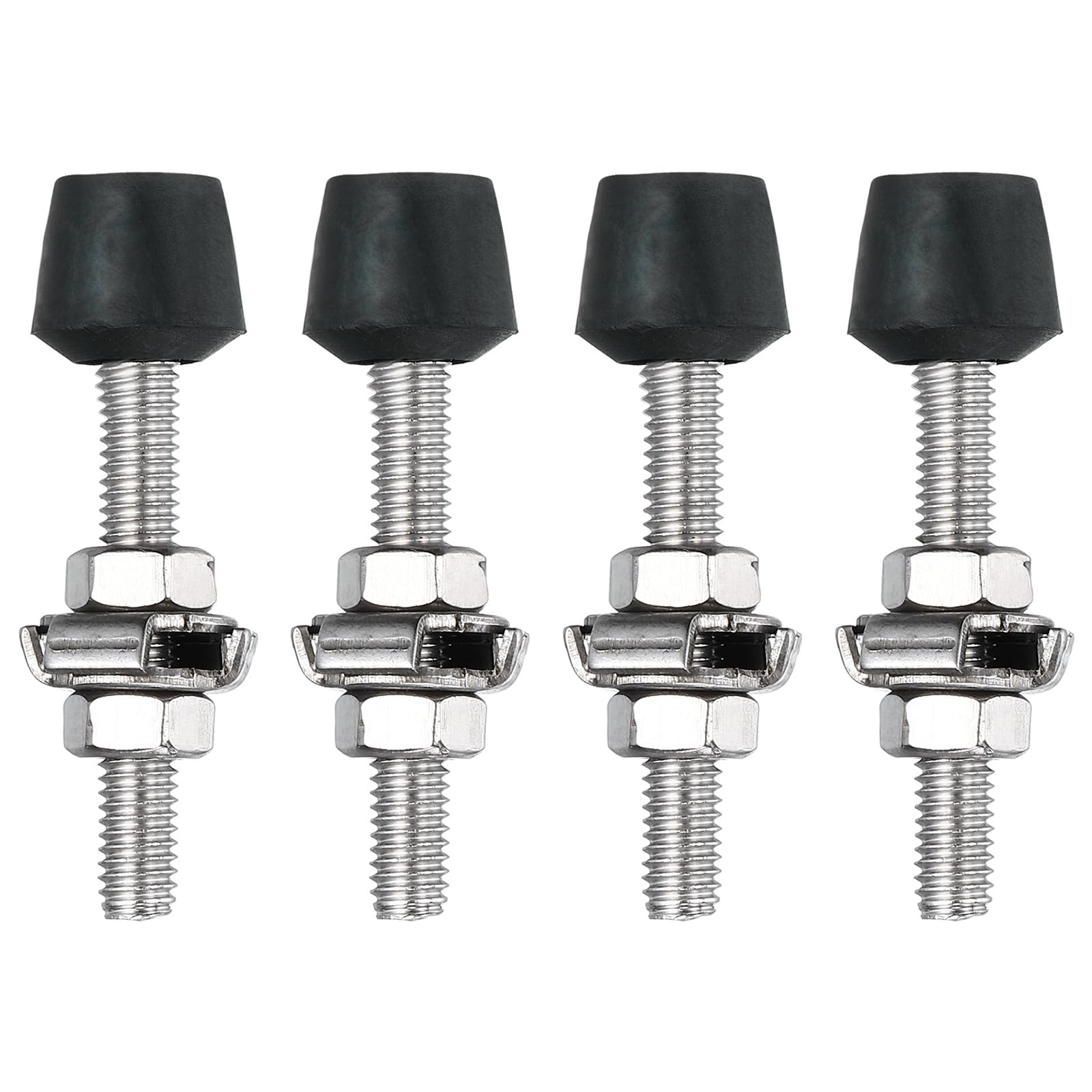 sourcing map 4Pcs Toggle Clamp Foot Rubber Head 304 Stainless Steel M5x36mm Toggle Clamp Screw Assembly for Boxes, Cabinets, Doors with 8Pcs Screws and Washers