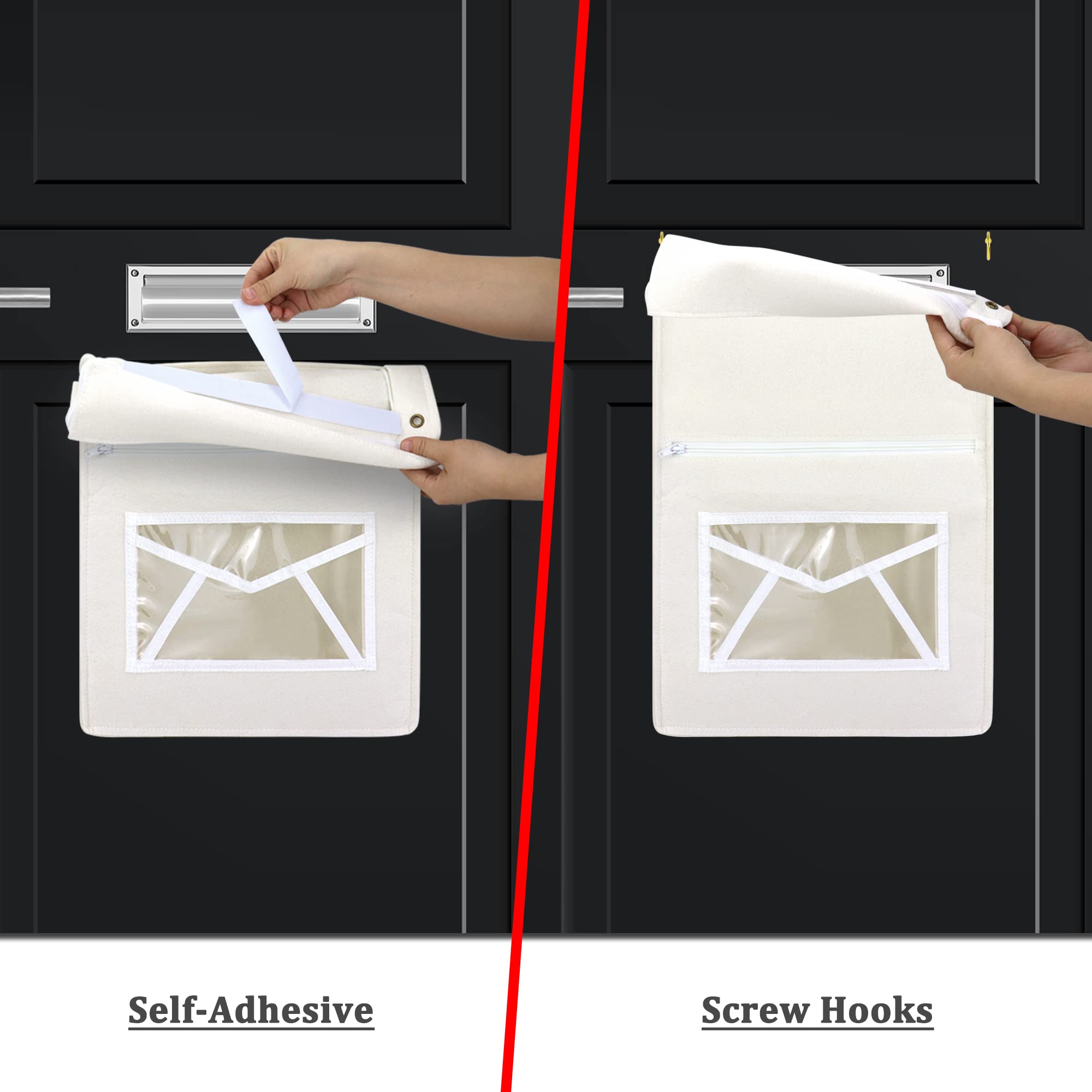 Raccoglitore per cassetta delle lettere, bianco, per porte in vetro UPVC, in legno e metallo, per interni in feltro, autoadesive o appese a ganci a vite, 30x40 cm
