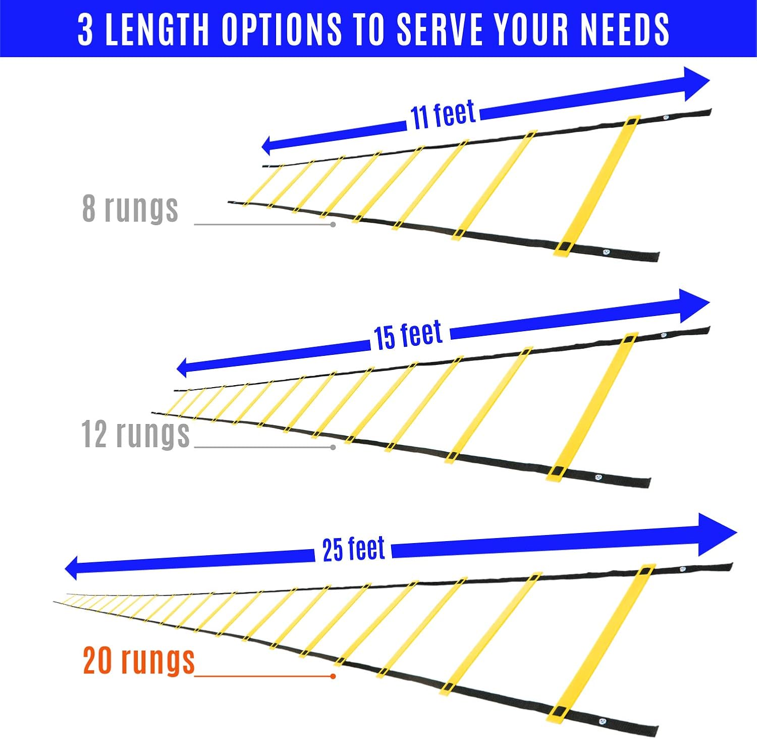 Yes4All Agility Ladder Speed Training Equipment - Speed Ladder for Kids and Adults with Carry Bag - 20 Rungs Yellow