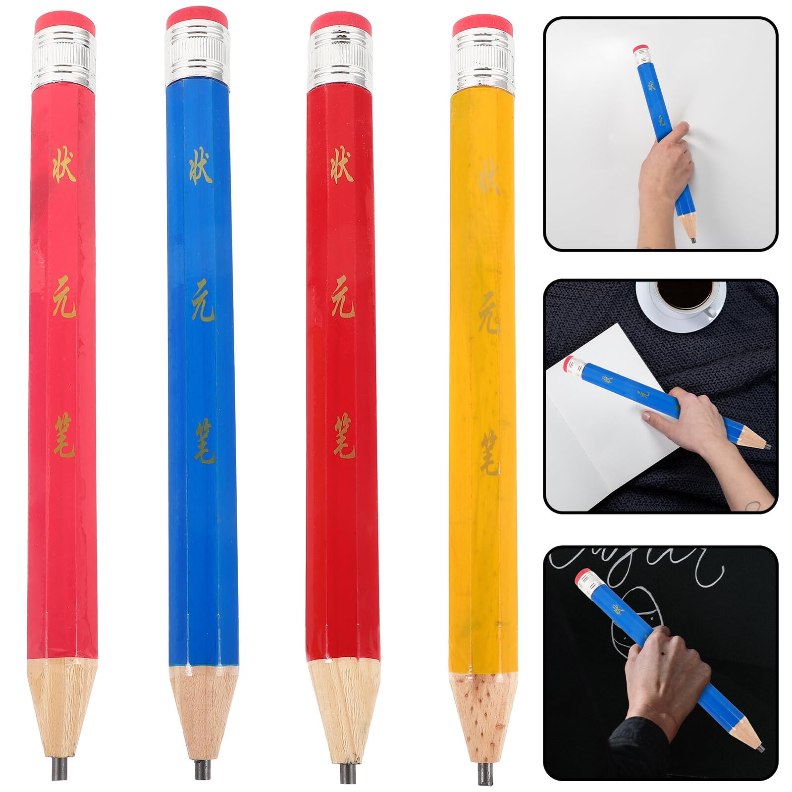 6 piezas Lápices de Madera Octogonales Grande para Material Seguro y Ergonómico Útiles Escolares para Estudiantes para Escritura y Dibujo Color Aleatorio Color Aleatorio