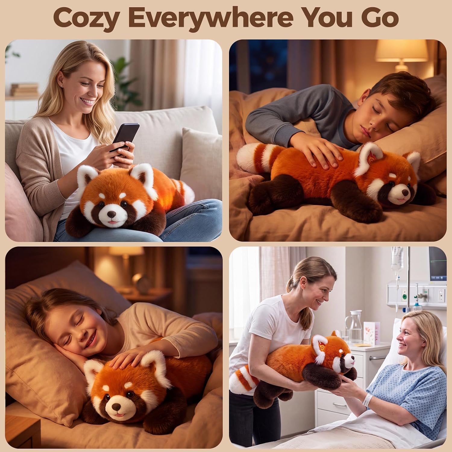 Mewaii Weighted Stuffed Animals Red Panda Plush, Heatable Coolable, 2-5lbs image 5