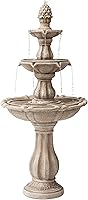 XBrand 51" Beige 3-Tier Pineapple Outdoor Waterfall Fountain with Auto Shut-Off Pump - Weather-Resistant Resin Freestanding Feature