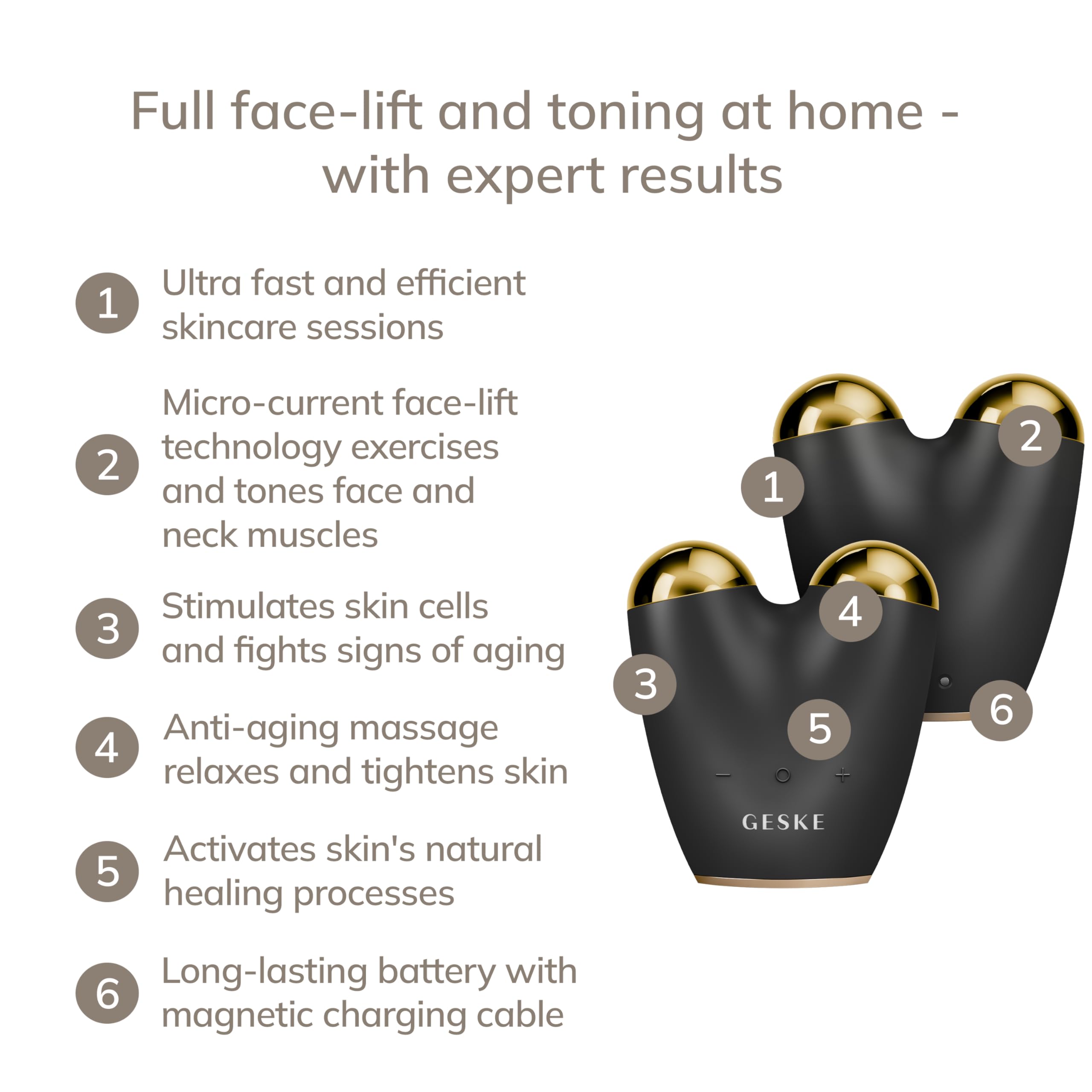 GESKE Set | MicroCurrent Face Lifter 6-in-1 + Gel Detergente Facciale
