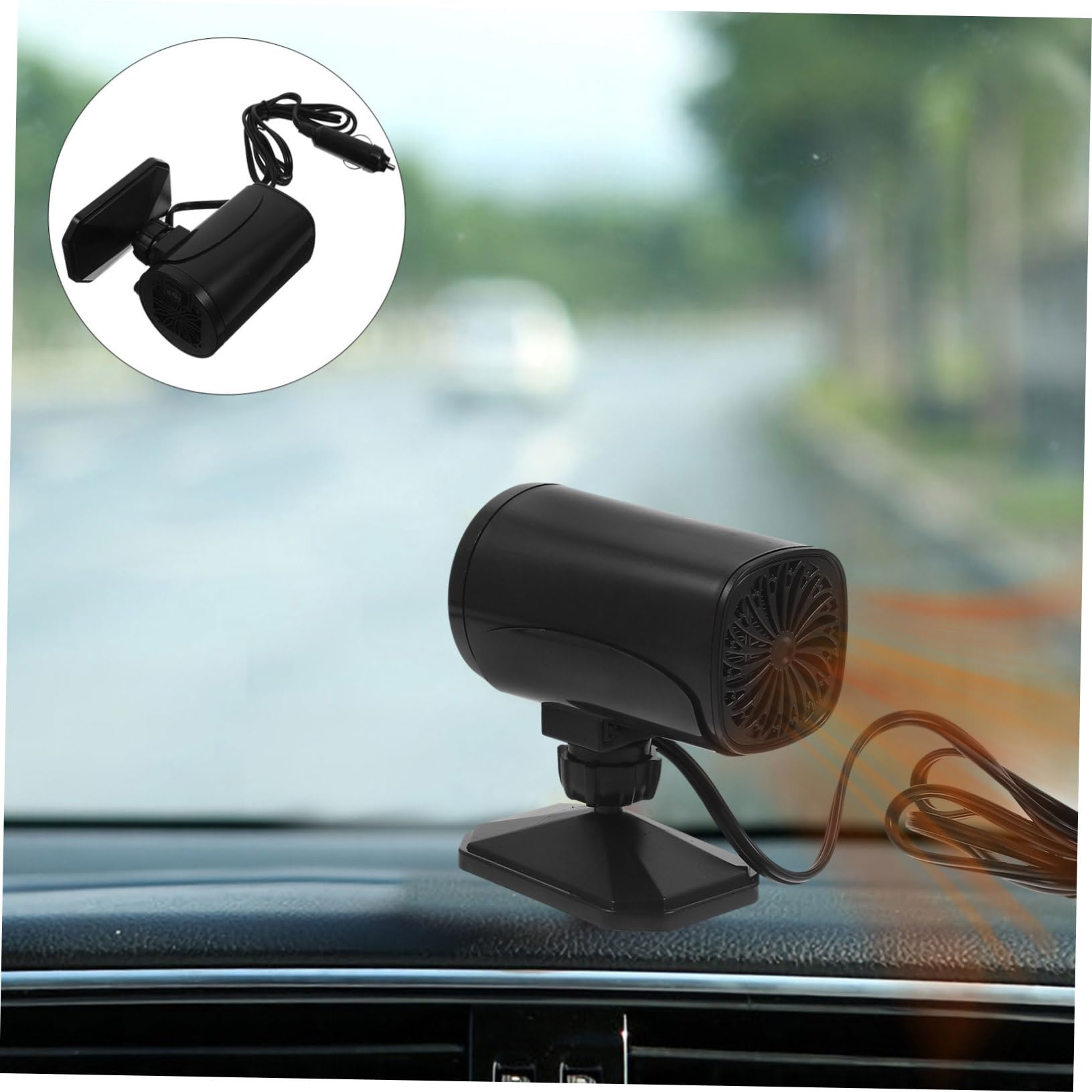 Mikinona Calentador Portátil para Coche con Ventilador Defroster Diseño Ajustable para Descongelar Parabrisas y Eliminar Niebla Enchufe para Mechero Vehículos y Camping