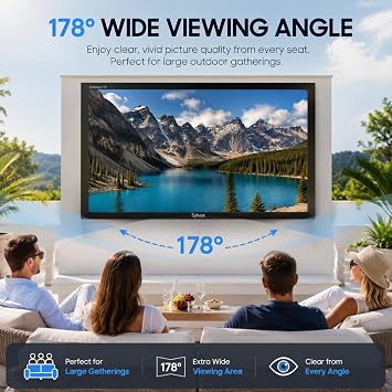360SPB 65 Outdoor TV, 4K Outside TV, 2500nits Ultra-High Outdoor Television, IP65 Waterproof TV, Weatherproof TVs with Voice Assistant Remote, Compatible with Dolby, Outdoor TVs for Local News