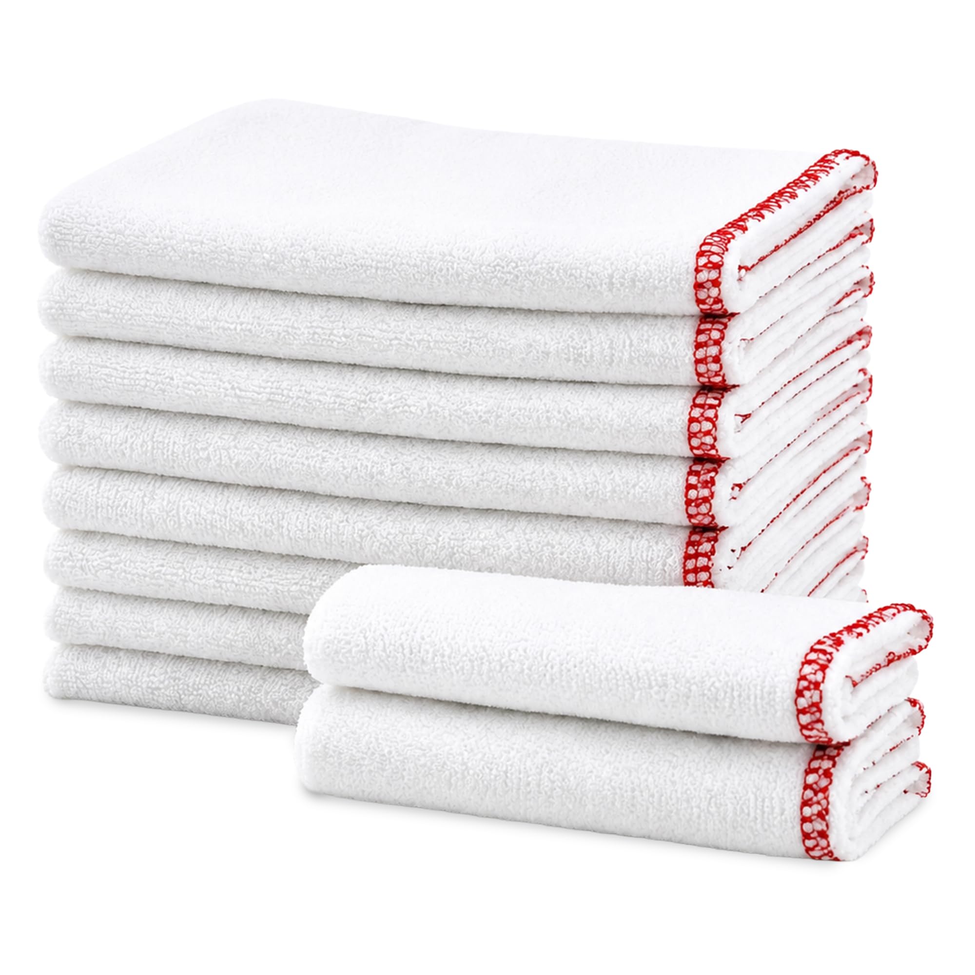 BML 10 Pack White Cotton Dish Cloths for Kitchen, Highly Absorbent Reusable Washing Up Cloths, Lint Free Cleaning Cloths for Dishes, Glass, Worktops & Household Cleaning, Soft Kitchen Towels