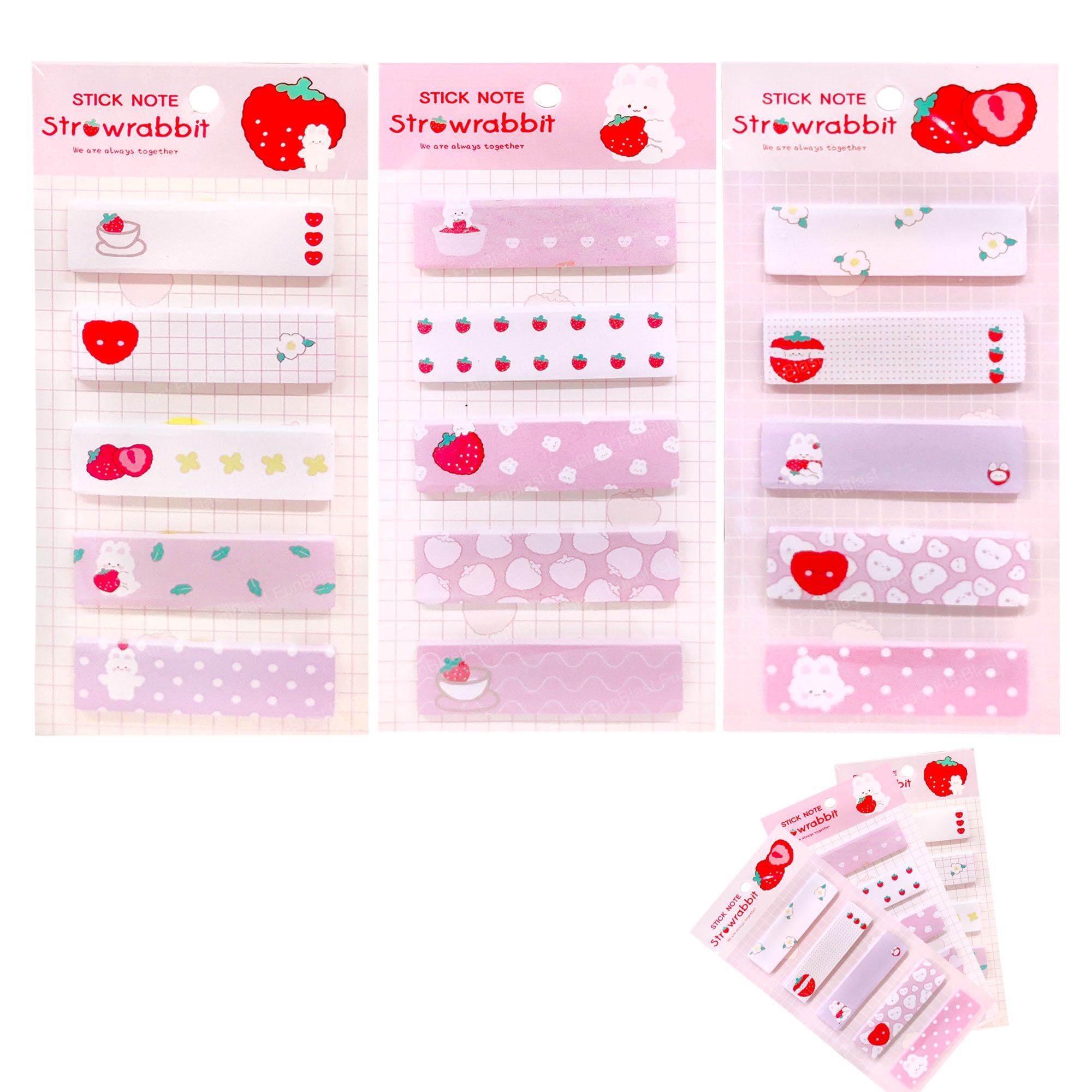 FunBlast Sticky Notes – Sticky Pad, Sticky Notes Cute, Stick Note for Study, Stationary Items, Memo Note for Girls, Stationary Set for Kids (Set of 4)