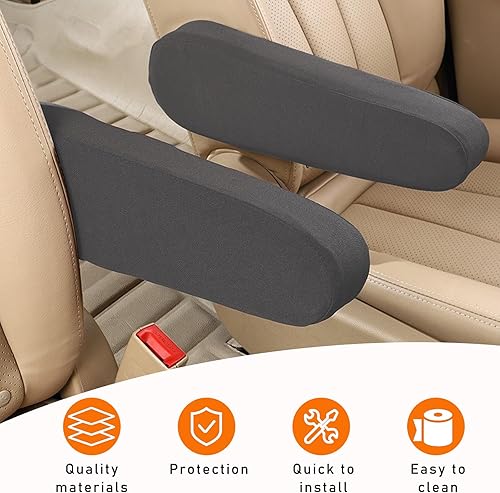 Miniatura 4 de 2 fundas para reposabrazos de asiento delantero de automóvil, protectores de reposabrazos de asiento de automóvil de tela elástica, repuesto