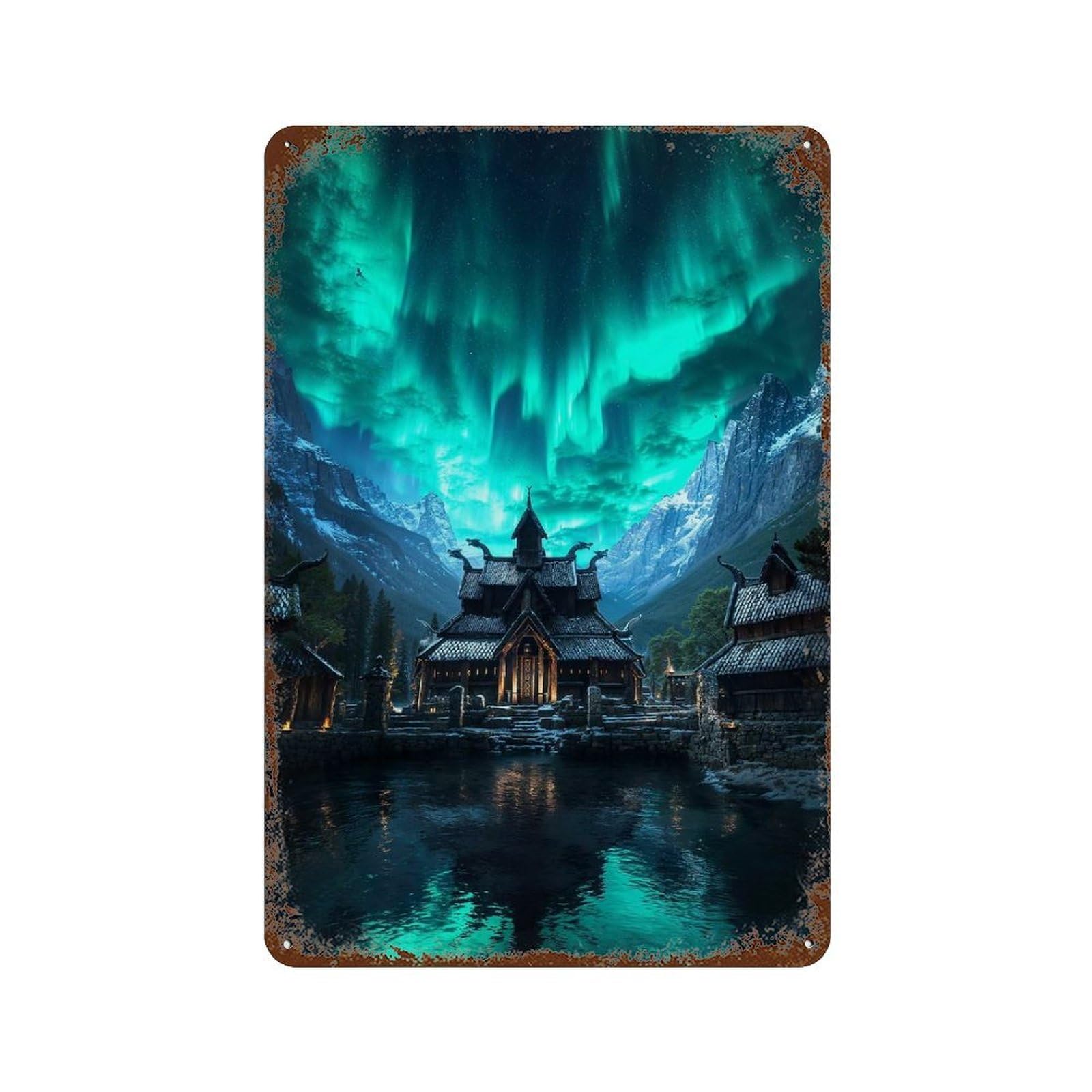 Last Sanctuary of The Boreal Flame 11.8"x7.9" Decorative Tin Sign, Retro Wall Decor for Bistro, Counter And Cafe Decor