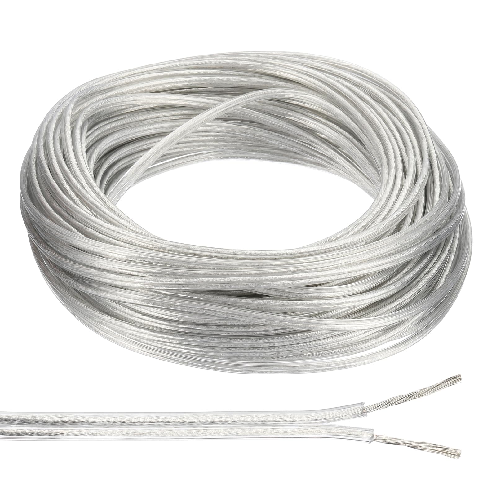 PATIKIL 100 Pies Cable Cubierto De PVC 18/2 Transparente Certificado UL