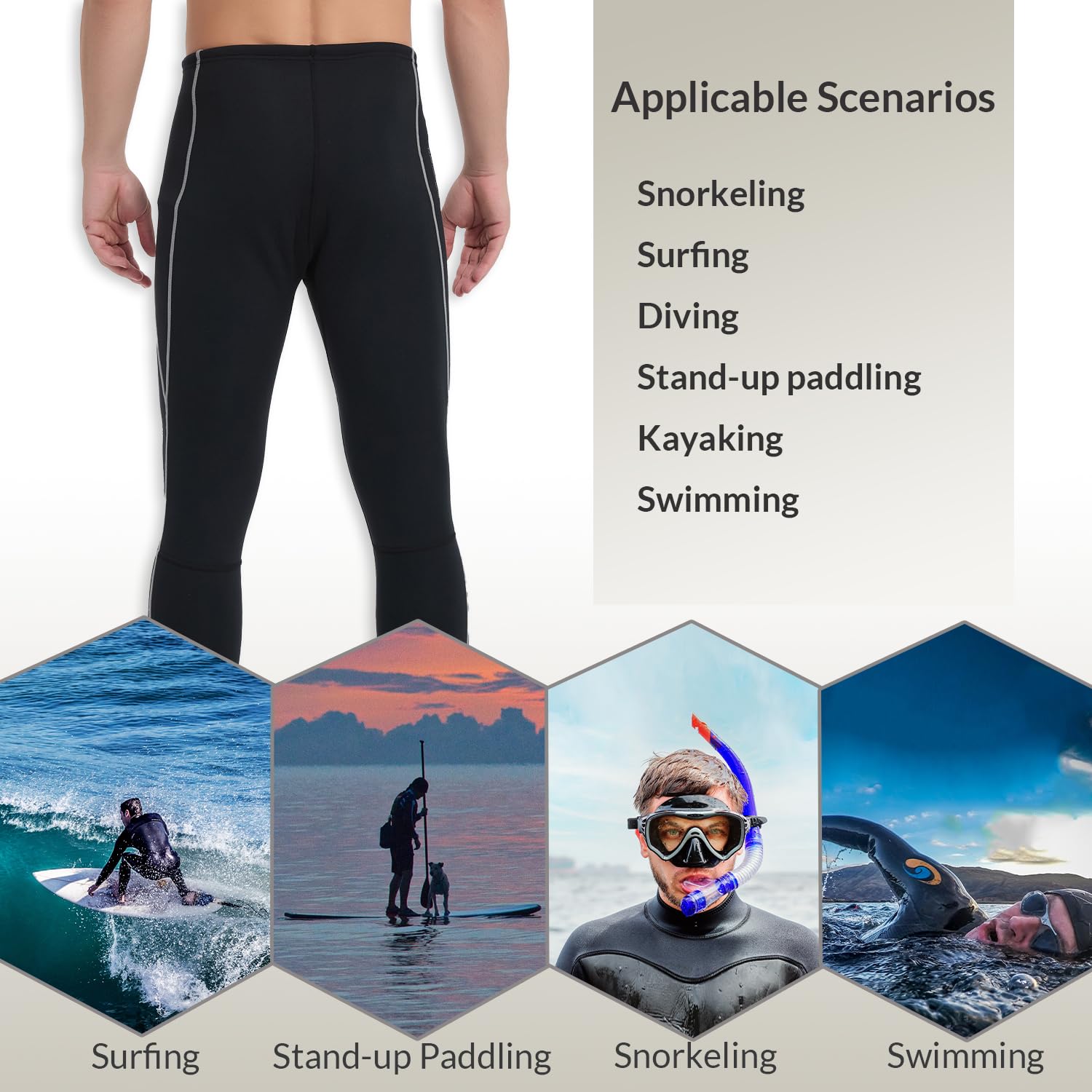 Lemorecn Mute, pantaloni in neoprene da 1,5 mm, per nuoto, canoa