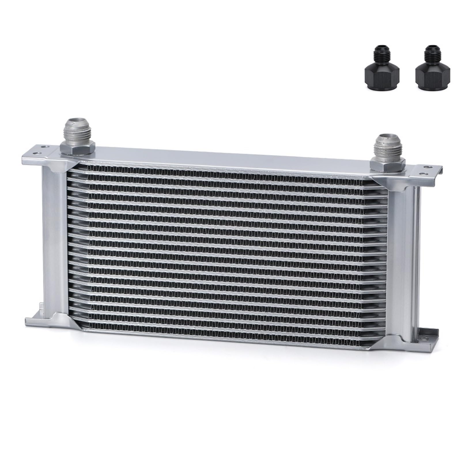 Oil Cooler 19 Row Universal British Type Aluminum Engine Transmission Oil Cooler with 10AN Female to 8AN 6AN Male Adapter LZ7019(Yellow)