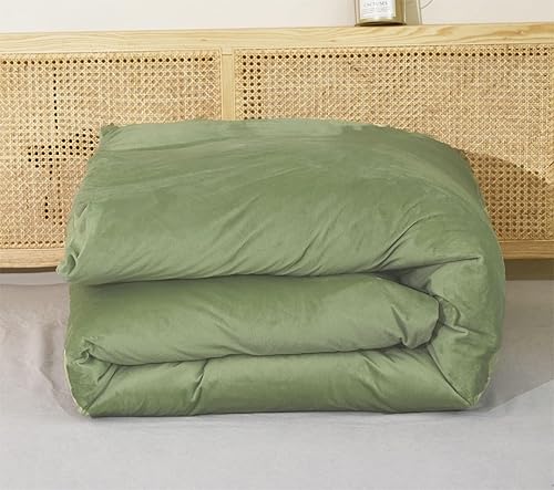 Miniatura 6 de Luxlovery Juego de edredón de terciopelo verde salvia, ropa de cama esponjosa y afelpada, manta de franela y edredón de microvisón sherpa, para