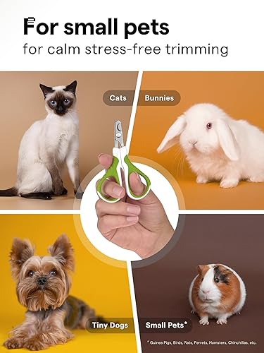 Miniatura 7 de Cortaúñas para mascotas para gatos de interior y animales pequeños, cuchillas anguladas de precisión y agarre constante, ideal para gatitos, perros