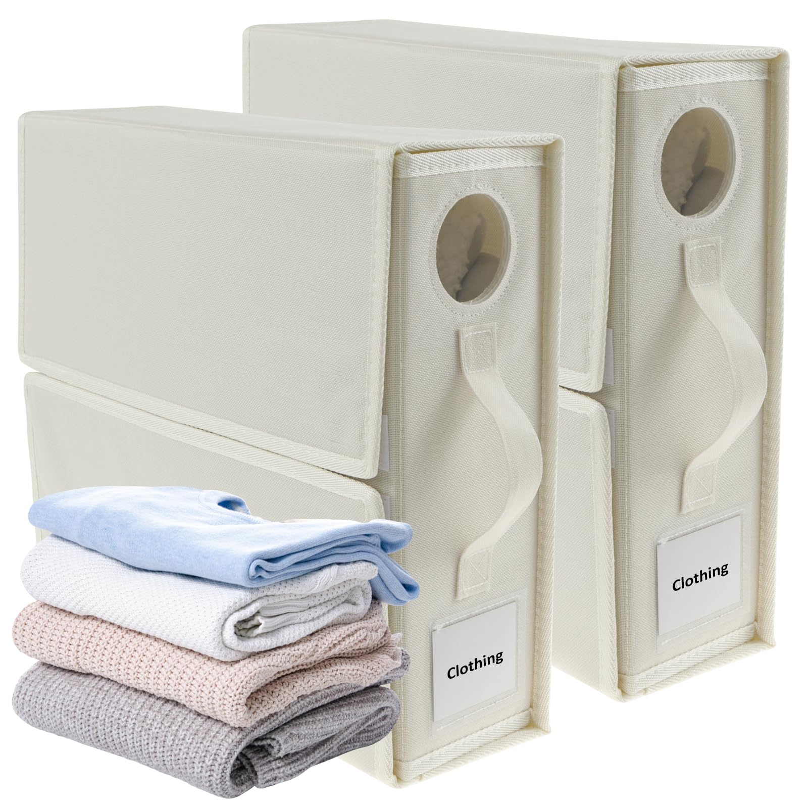 LSCSJUNS 2Pcs Bed Sheet Organizer Oxford Cloth Bedding Organizer with Clear Window Foldable Bed Sheet Storage Box Large Capacity Bedding Storage Box