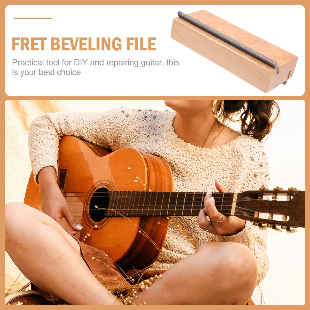 Lima De Trastes 2 En 1 Para Guitarras Y Ukeleles - Herramienta Profesional De Arce Con Ángulos De 35° Y 90° Para Biselado Preciso