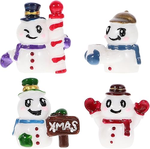 EXCEART 4 figuras miniatura de Navidad, adornos de muñeco de nieve, jardines de hadas, accesorios de Navidad, figuras de globo de nieve,