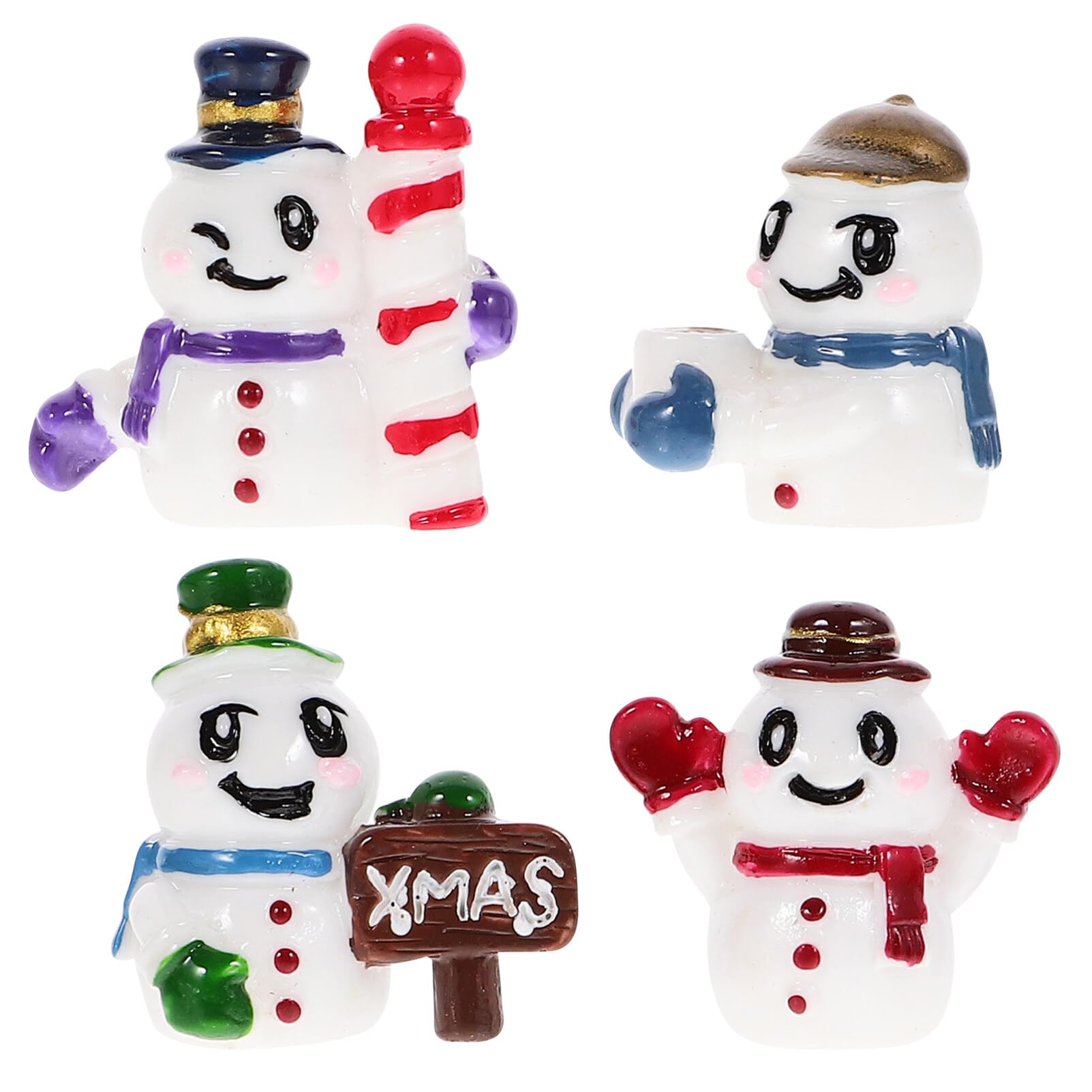 EXCEART 4pcs Miniature Snowman Figurines Adorable Christmas Decorations for Holiday Home Decor and Craft Projects