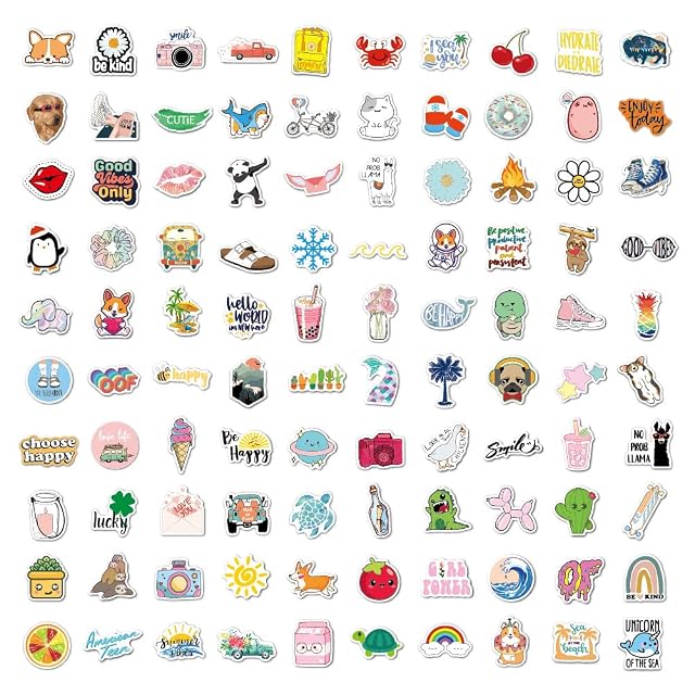 Foto 6 de 6 de Pegatinas,100 unidades,Bonitos paquetes de calcomanías de dibujos animados para botella de agua