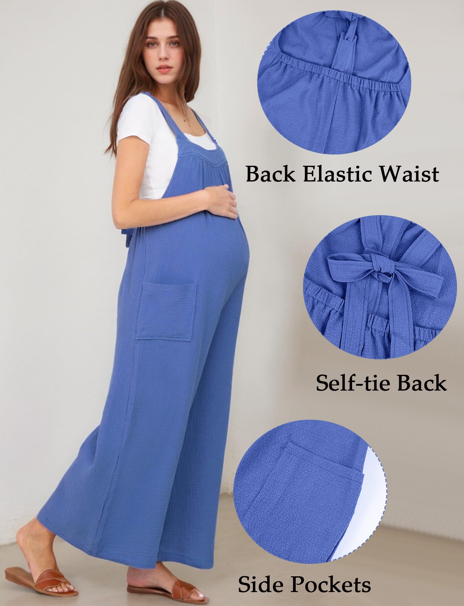 FEOYA Tuta Gravidanza a Zampa d'Elefante Salopette Maternità Larga Comoda Overalls Casual con Pantaloni Lunghi Ideale per Tutto il Giorno