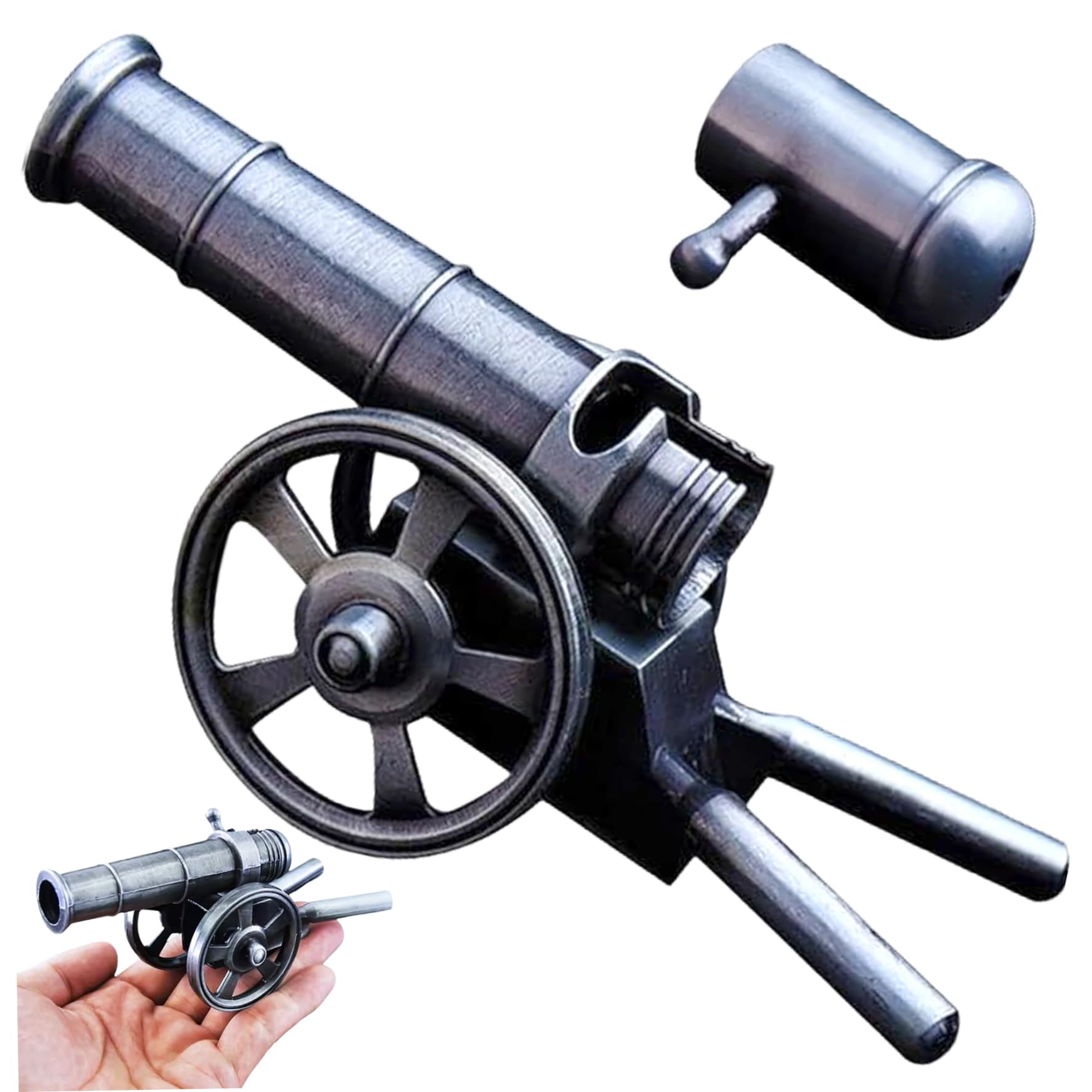 Peosaard Silver Mini Cannon Firecrackers, Mini Cannon, Realistic Proportional Miniature, 5 Inch Zinc Alloy Toy, Decorative & Educational Firecrackers For Home, Toy