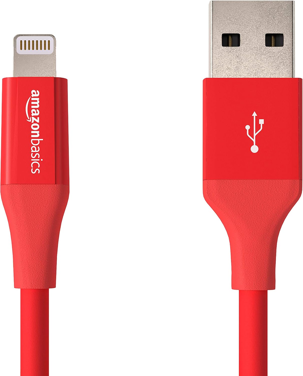 Amazon Basics Lightning to USB A Cable, Advanced Collection, MFi Certified Apple iPhone Charger, Red, 4 Inch