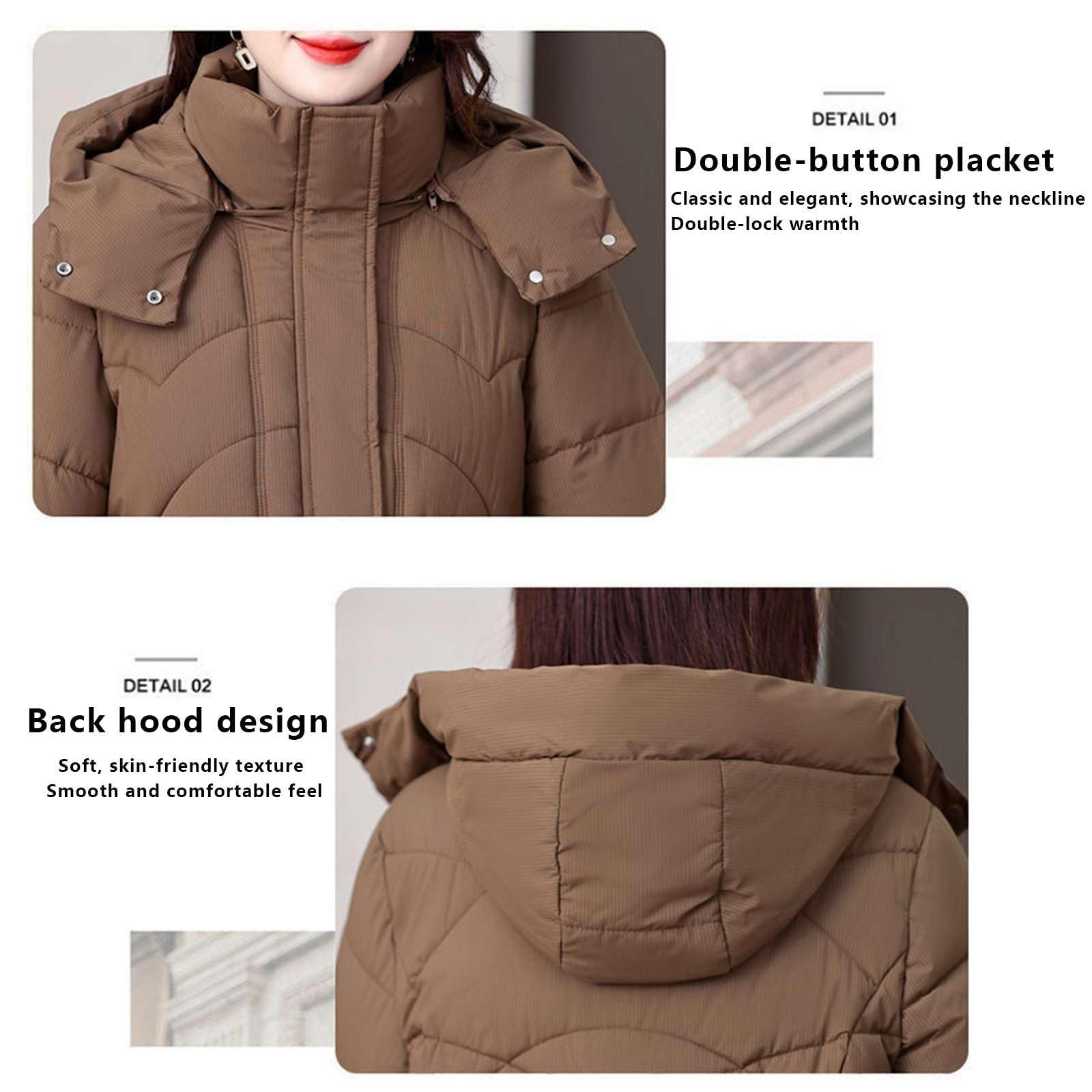 Generico Cappotto Con Cappuccio Donna Leggero Giacca Elegante Caldi Piumino