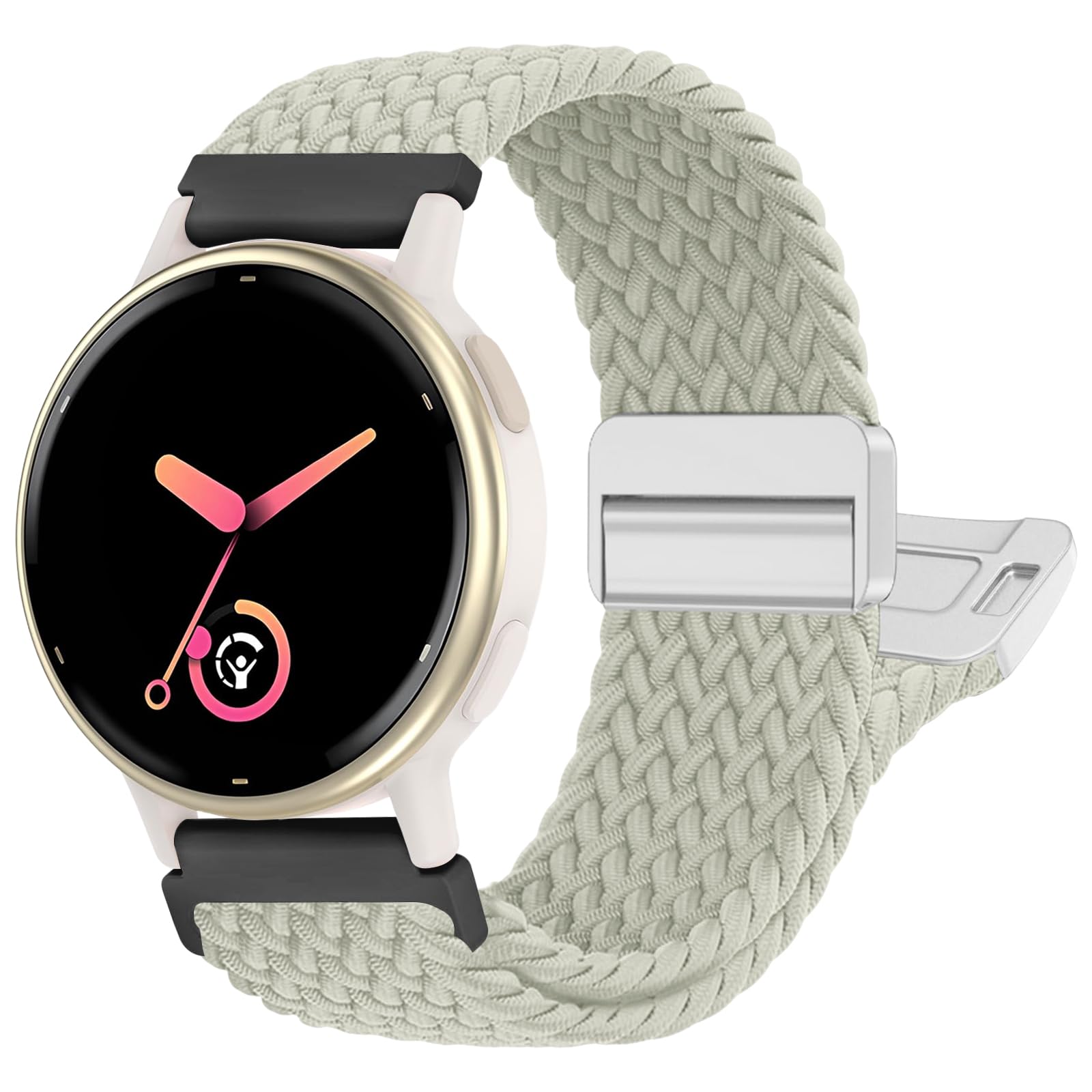 chinbersky Geflochten Armband Kompatibel mit Garmin Vivoactive 5/4/3/Venu/Venu Sq/Venu2 Plus/Forerunner 165/55/245/645/965/955/945/265, 20mm 22mm Magnet Verschluss Stoff Nylon Band für Garmin Armband