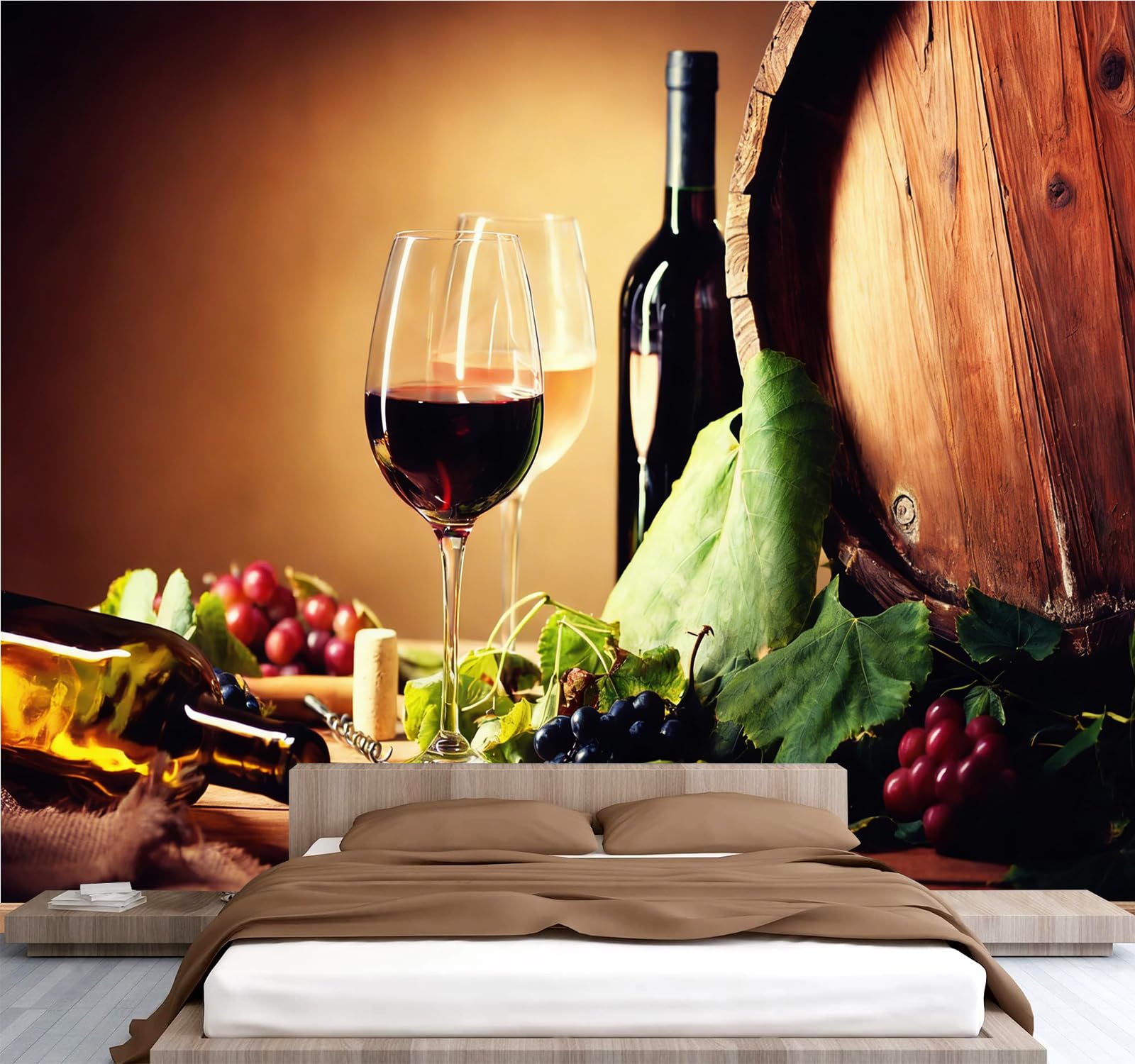 Carta da parati effetto 3D Vino 366x 254 cm Murale Non Tessuto Stile Pastorale Fotomurale Stampa HD Moderna Poster Per Soggiorno E Camera Da Letto Design 1M3982