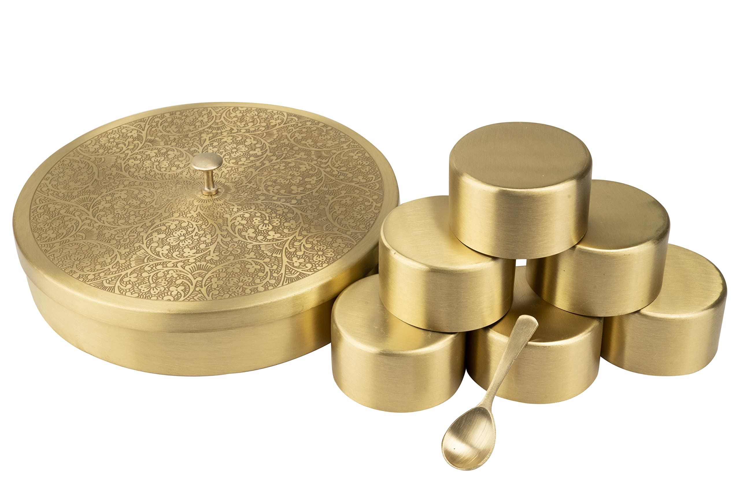 Amazon.com: SEMPYIX New Pure Brass Masala Box Set with Spoon