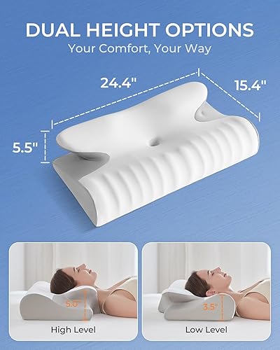 Miniatura 3 de Almohada cervical para dolor de cuello, almohada ergonómica ortopédica para dormir de lado, almohada cervical de espuma viscoelástica de contorno