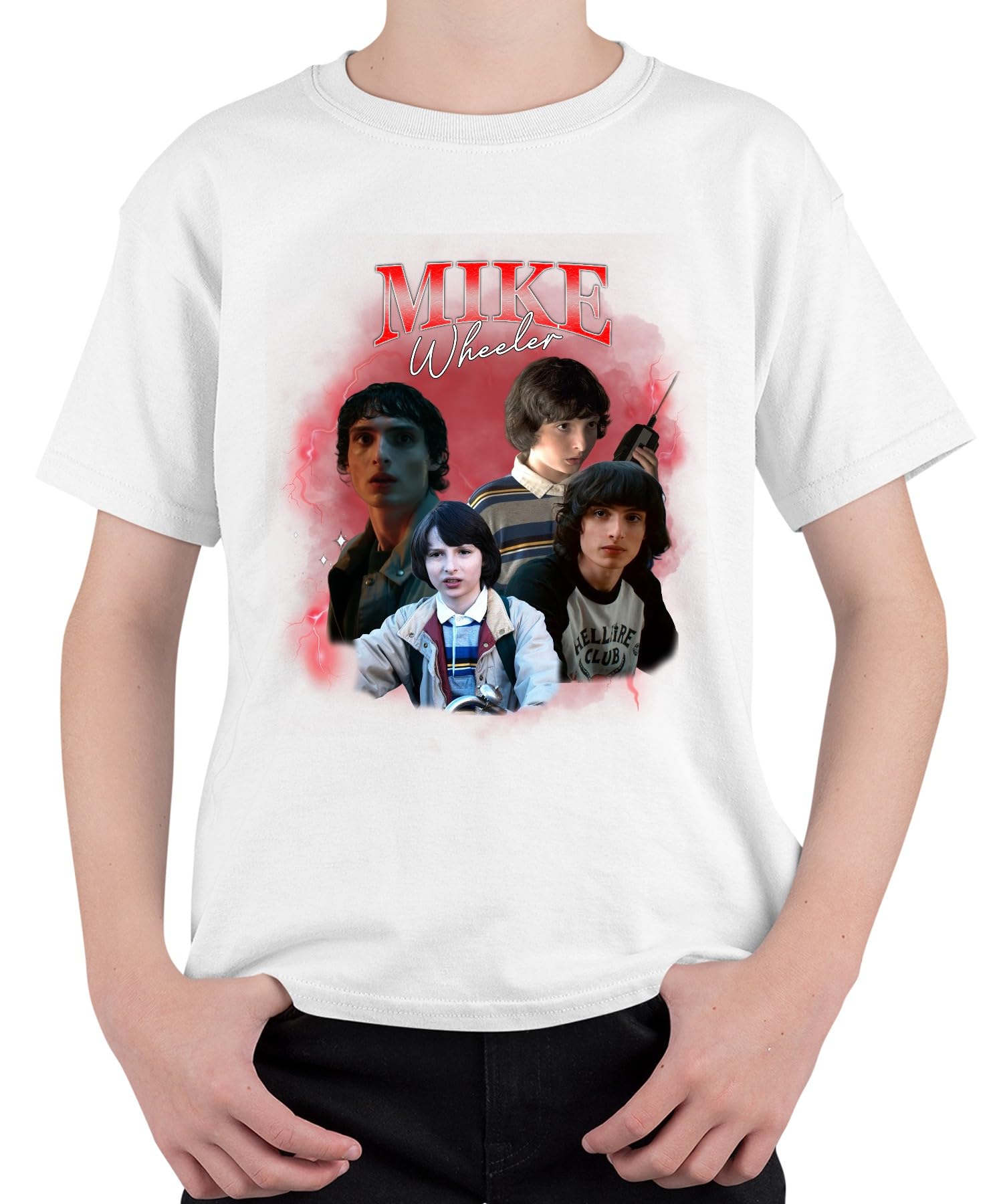 Printera Unisex Kids White Mike Wheeler Stranger Fan Gift Hawkins 80S Retro 90S Bootleg Children's T-Shirt, 152