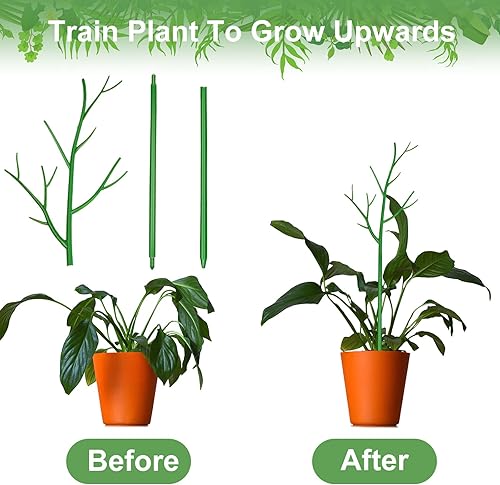 Miniatura 5 de Hoteam Juego de 12 estacas de soporte para plantas de ramitas ajustables de 40 pulgadas en forma de rama de árbol, estacas de soporte para plantas