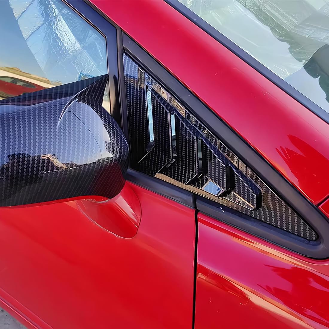 2Pcs Front Side Window Louvers Air Vent Scoop Shades Cover Blinds Trim for Honda Civic 2006-2011 - ABS Carbon Fiber Sport Interior Accessories