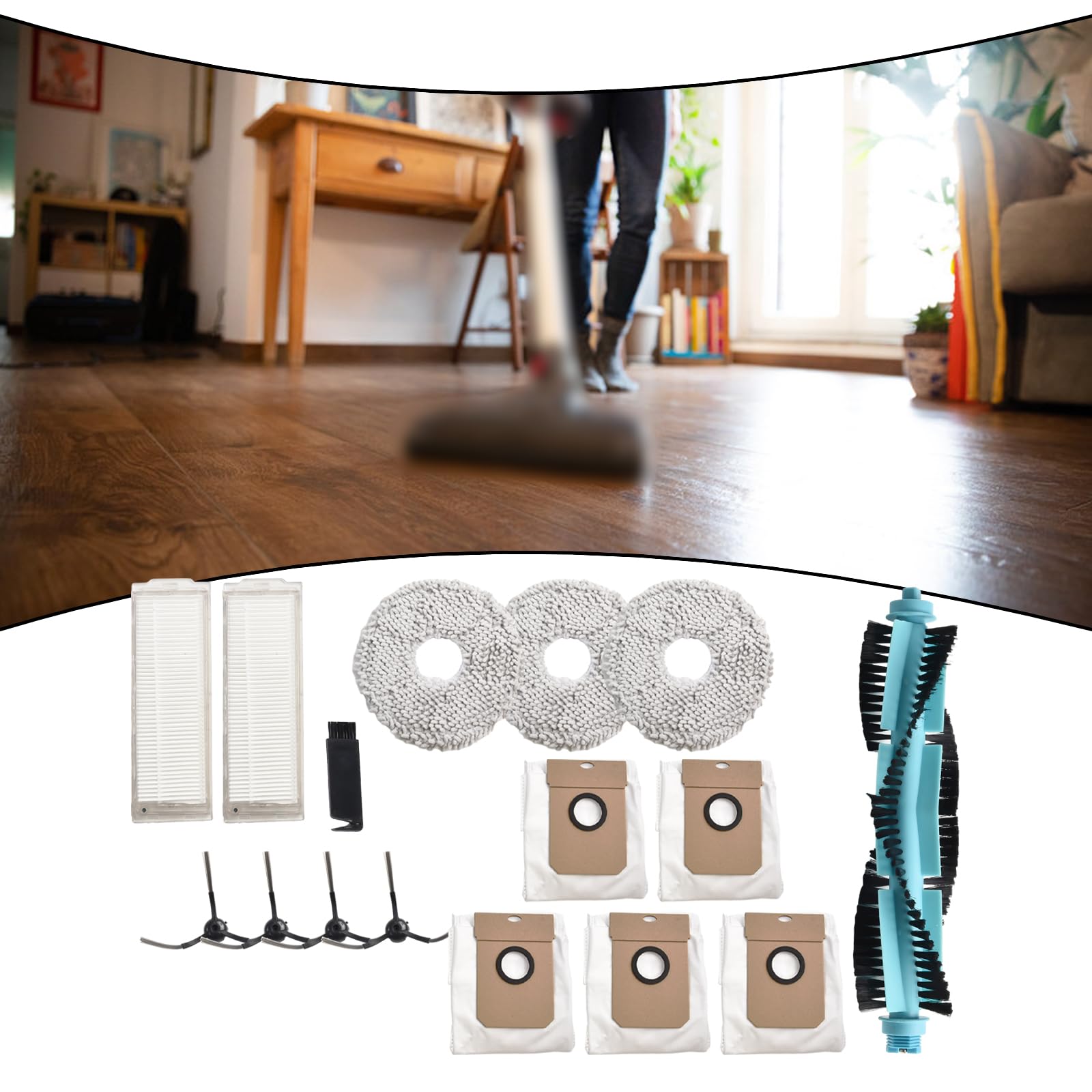 Kit di parti di ricambio per robot aspirapolvere Cecotec per Conga 11090, spazzola a rullo, panno , filtro, sacchetti per la polvere, spazzole laterali, spazzole per la pulizia (27 pezzi)