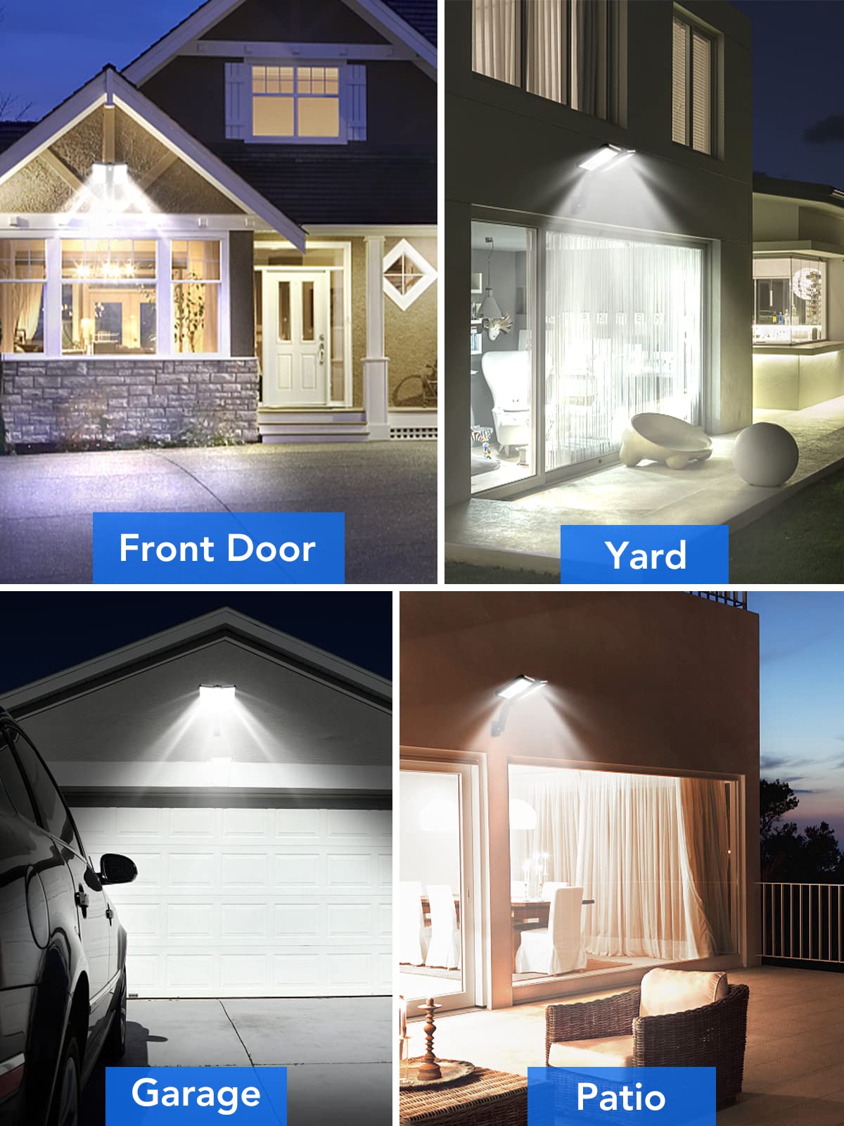 COLBOR Solarlampen für Außen, LED Solar Licht mit Bewegungsmelder 5 Modi IP65 Wasserdicht 218 LEDs Regolabile für Garage Garten Hof Terrasse (2 Pcs), Solarlampen-Außen-Solar-LED-Licht