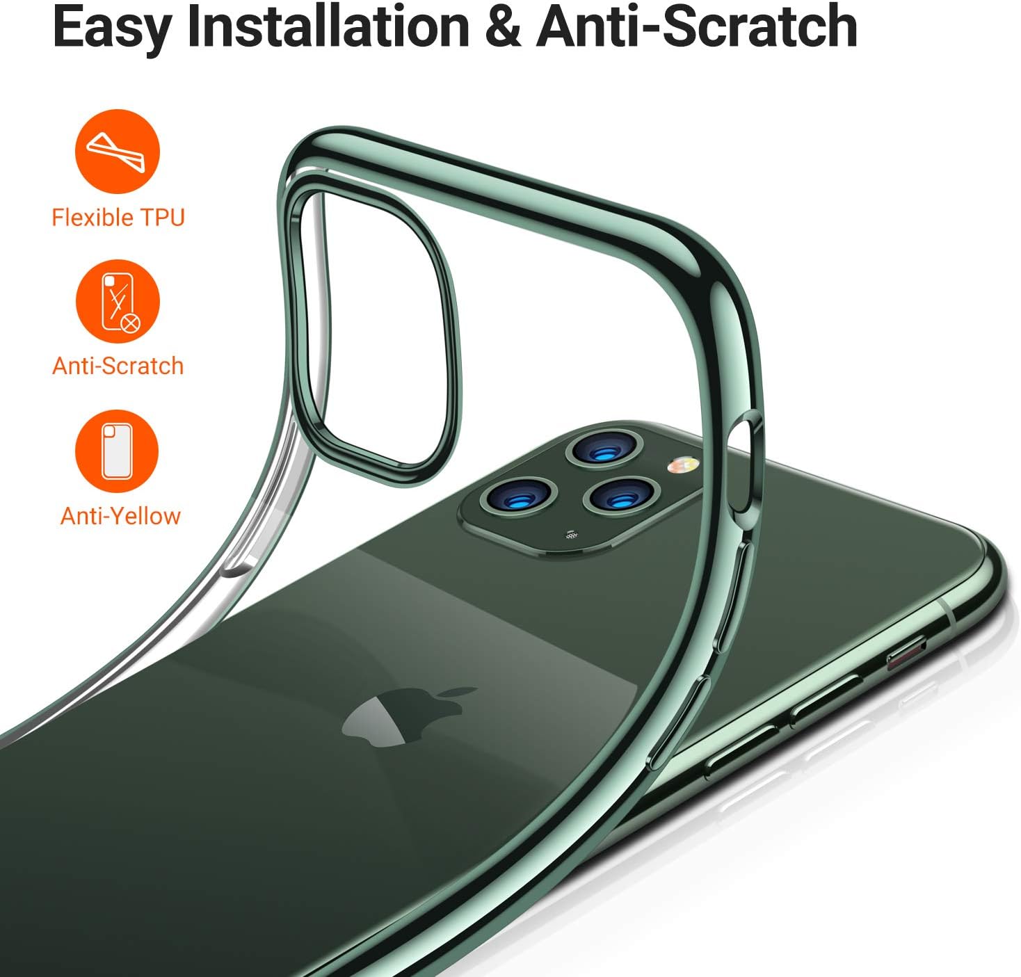 TORRAS Designed for iPhone 11 Pro Max Case, Ultra-Thin Slim Fit Soft Silicone TPU Cover Case Compatible with iPhone 11 Pro Max Case 6.5 inch, Midnight Green