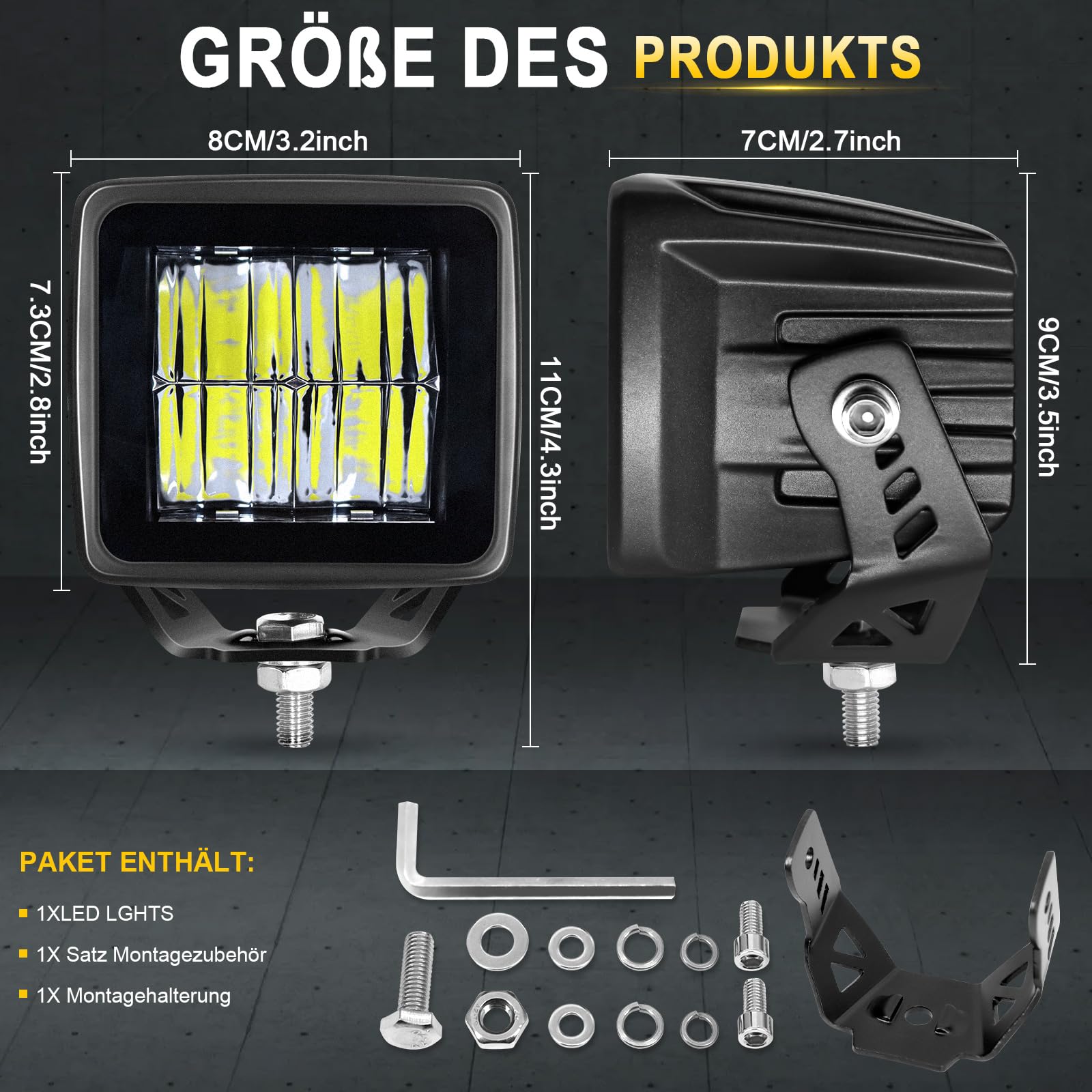 Faro Da Lavoro LED AnTom 4800LM 3.2 Pollici, 12-24V, IP68, Per Auto, SUV, Trattore, ATV