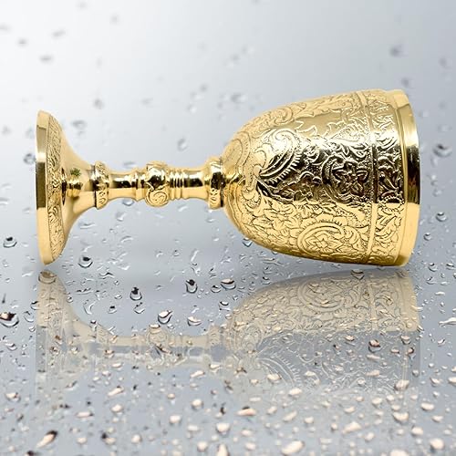 Miniatura 9 de Cáliz Cáliz Latón Sólido Vintage Latón Dorado Cáliz Romano Copa del Rey Arturo Bebiendo Vino Copa de Latón Vintage Cáliz Copas de vino del Rey