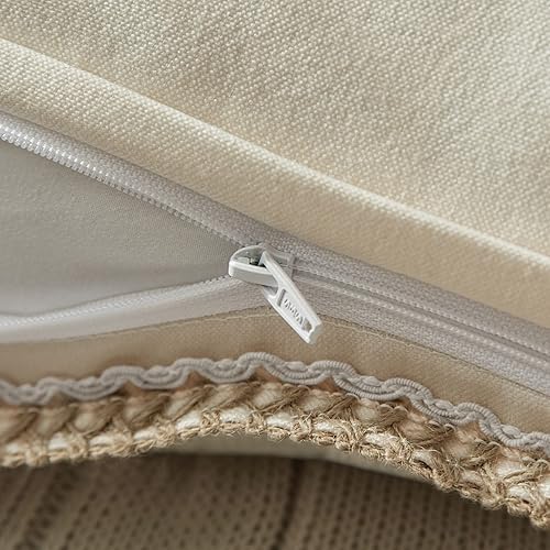 Miniatura 3 de FY FIBER HOUSE Paquete de 2 fundas de almohada decorativas de granja, lino sintético de arpillera con bordes a medida, fundas de cojín para sofá,