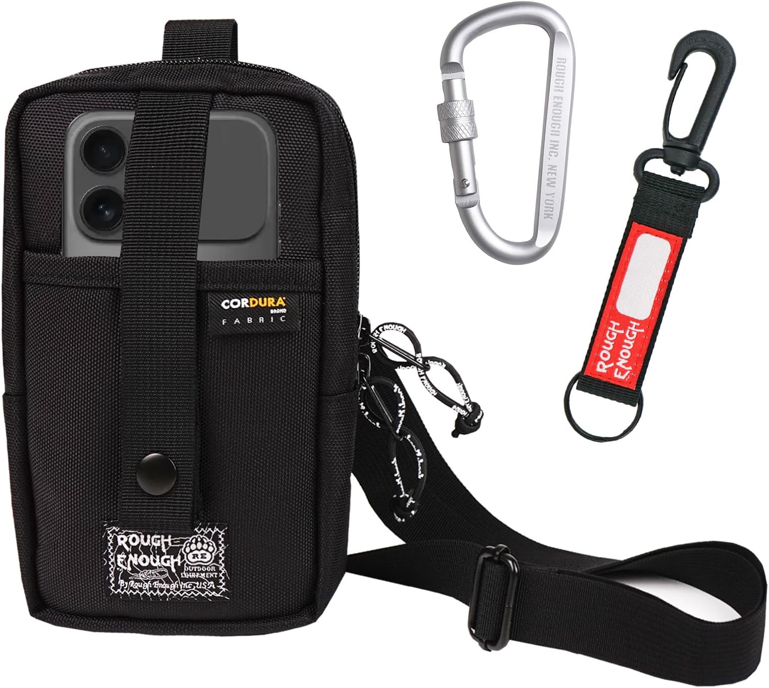Rough Enough Small Crossbody Bag Man Purse for Men Cell Phone Shoulder Sling Tactical Pouch Black