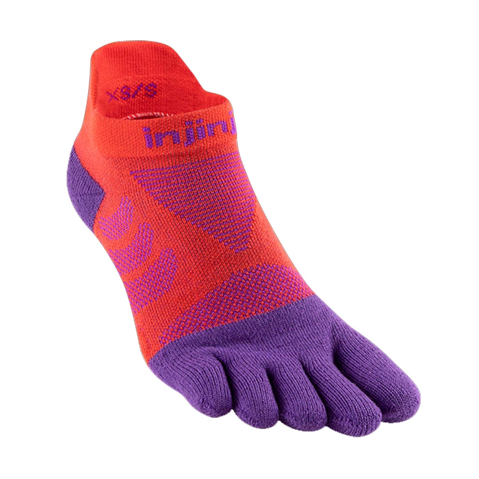 Injinji Women's Red Ultra Run No-Show Running Socks Razzmatazz