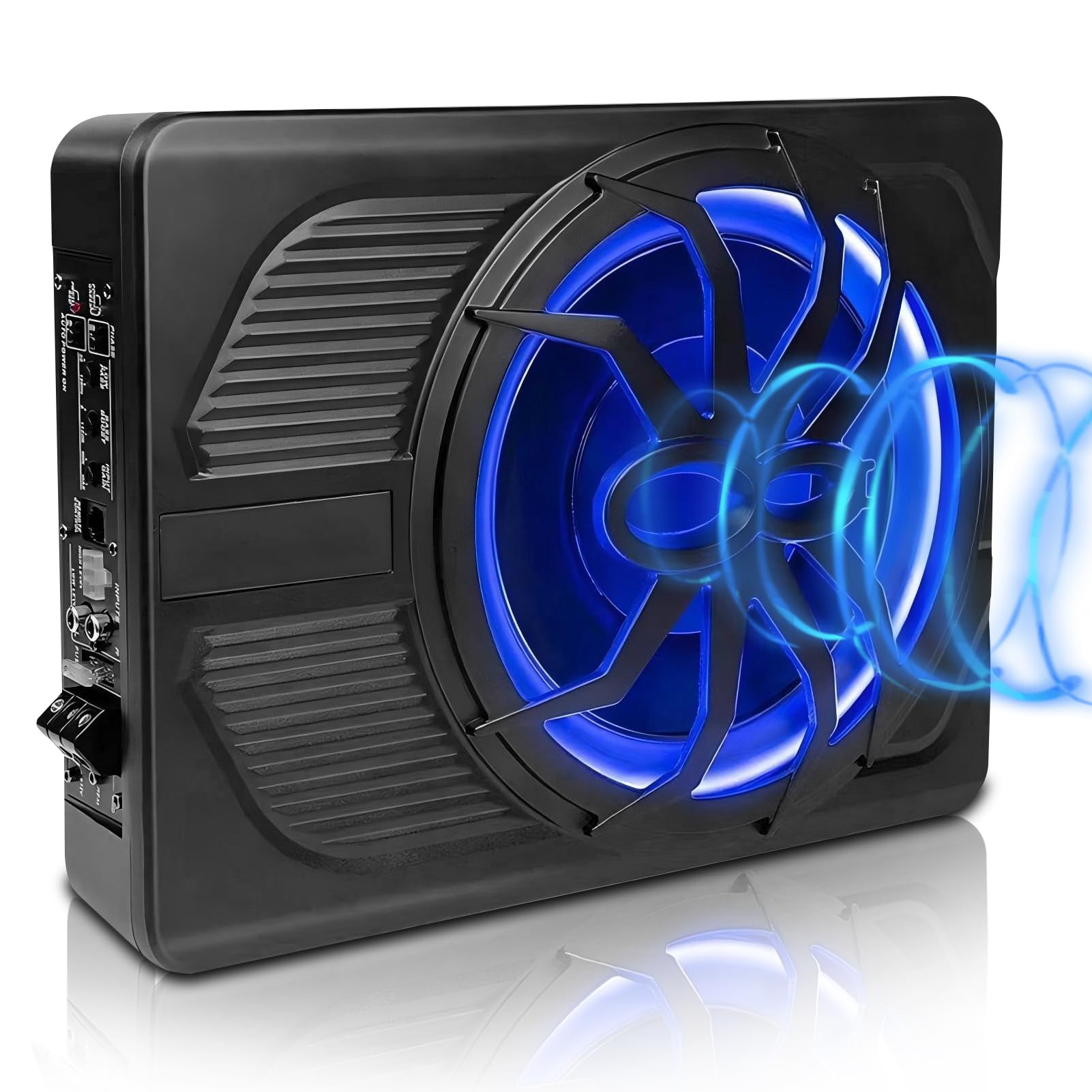 Subwoofer activo ultradelgado de 10 pulgadas 800W para automóvil/camión con amplificador, graves potentes, frecuencia 20Hz-150Hz, controlador de graves incluido, con funciones de protección